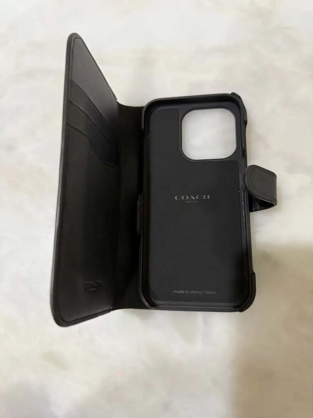 Coach iPhone 15 Pro Folio In Signature Canvas In Charcoal